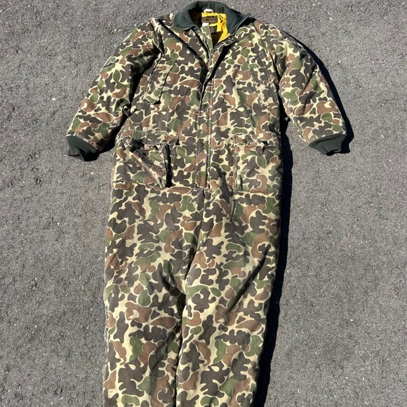 Eddie Bauer Other - Vintage Eddie Bauer Goose Down Camo Coveralls Jumpsuit Frog Skin Duck Camo 0610